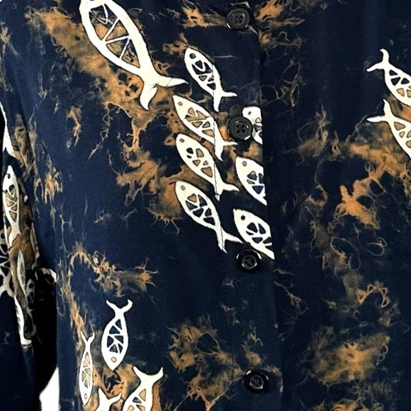 Vintage 90s Far Away Tropical Tie Dye Fish Maxi Dress & Top Set Size Large Beach - Picture 12 of 16